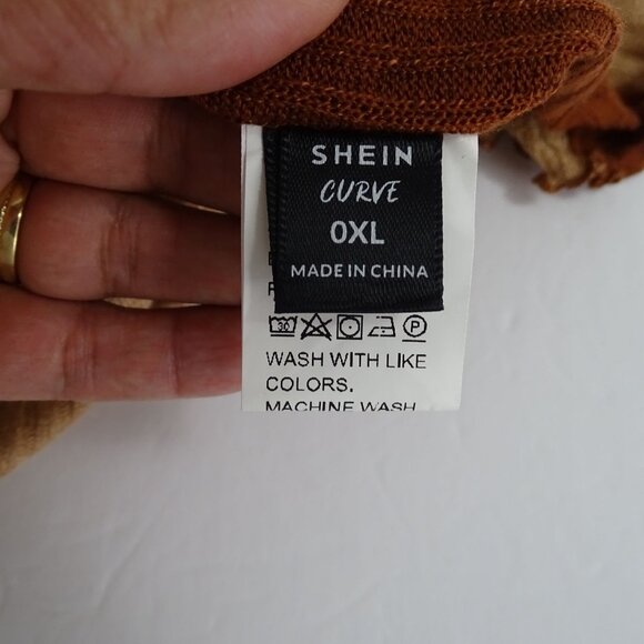 Shein Curve Bodycon Dress Women Size OXL 12 Brown Ribbed Knit Short Sleeve - Picture 5 of 11